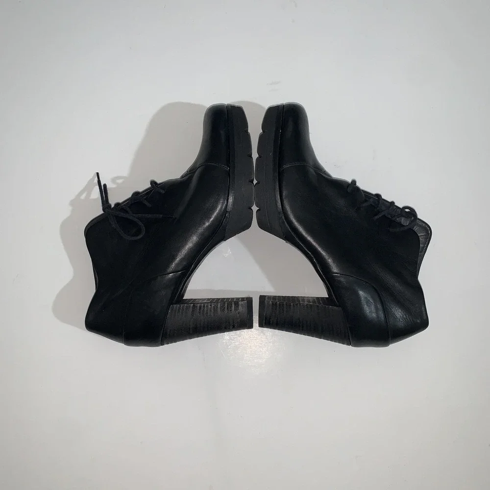 Paul Green Boots Womens UK 3.5 Black Leather Ankle Block Heel Booties US 6
